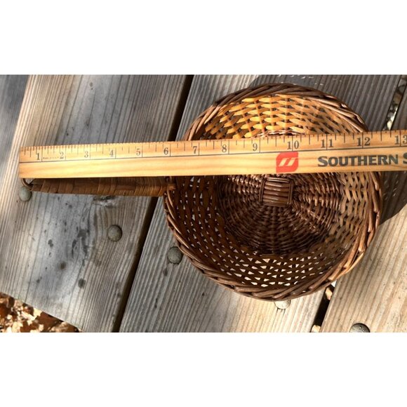 Vintage Brown Wicker Basket Frying Pan/Scoop Figural Kitchen Rustic Decor - Picture 10 of 14